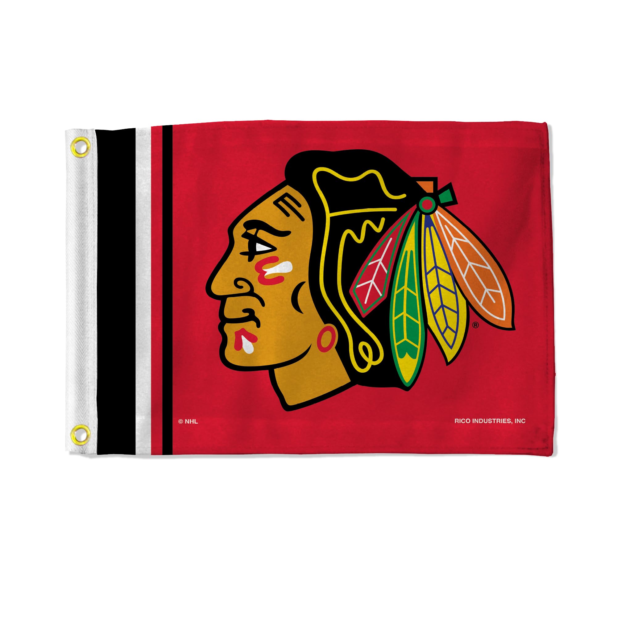 Rico Industries NHL Hockey Chicago Blackhawks standardowa flaga użytkowa - dwustronna - idealna do łodzi, wózka golfowego/domu itp.