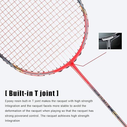 Miniatura 5 de ALP-188 Air 10U G5 - Juego de 2 raquetas de bádminton de fibra de carbono profesional súper ligeras para deportes al aire libre, incluye 1 bolsa de