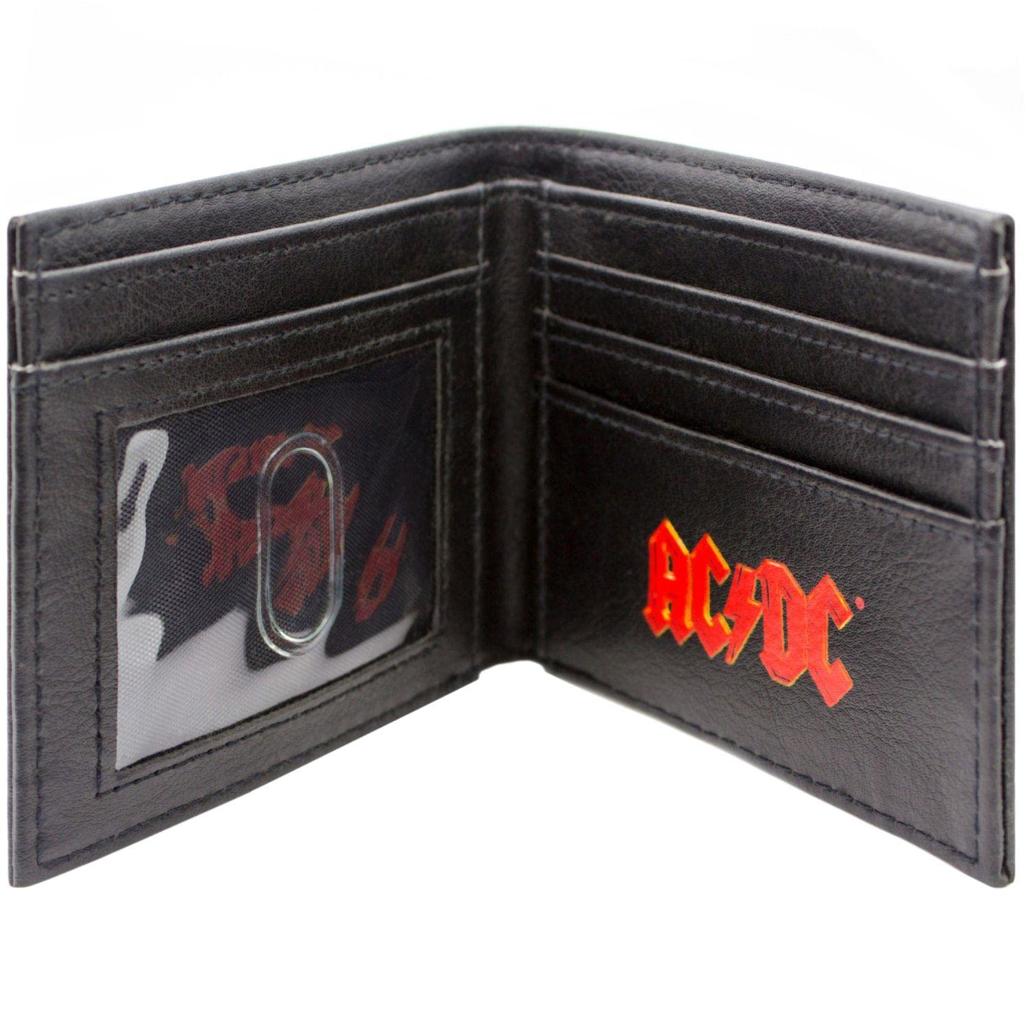 Thunderstruck AC DC Rock Band Back In Black Billetera/Cartera con Compartimento para ID y Tarjetas, Negro