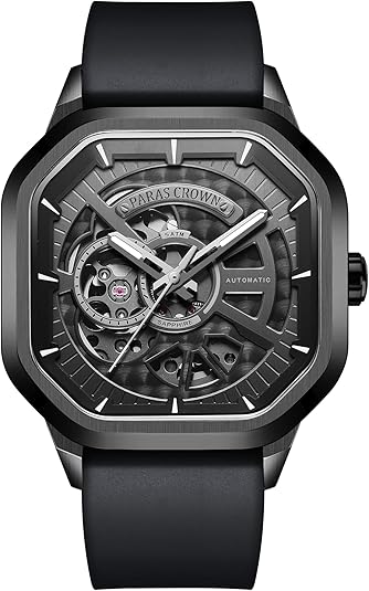 Amazon.com: Paras Crown Relojes Automáticos para Hombre Reloj Mecánico de Caja de Acero Inoxidable 50M Impermeable Relojes de Pulsera de Lujo de Moda para Hombre, Negrod : Ropa, Zapatos y Joyería