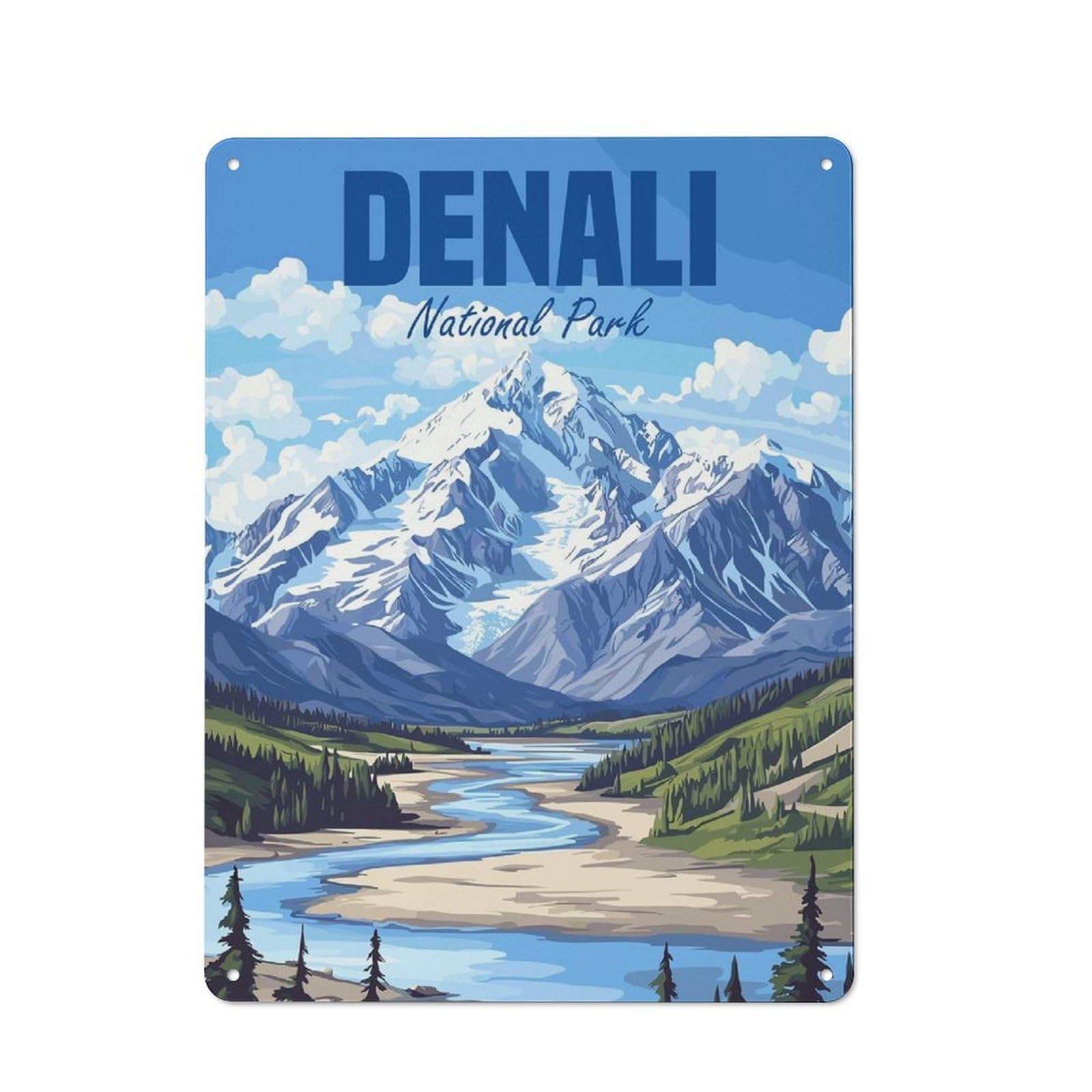 Junmoney Style-12 Metal Wall Plaque With Denali National Park Design 40X30cm, Retro Room Wall Plaque For Home, Shop, Pub Or Studio Wall