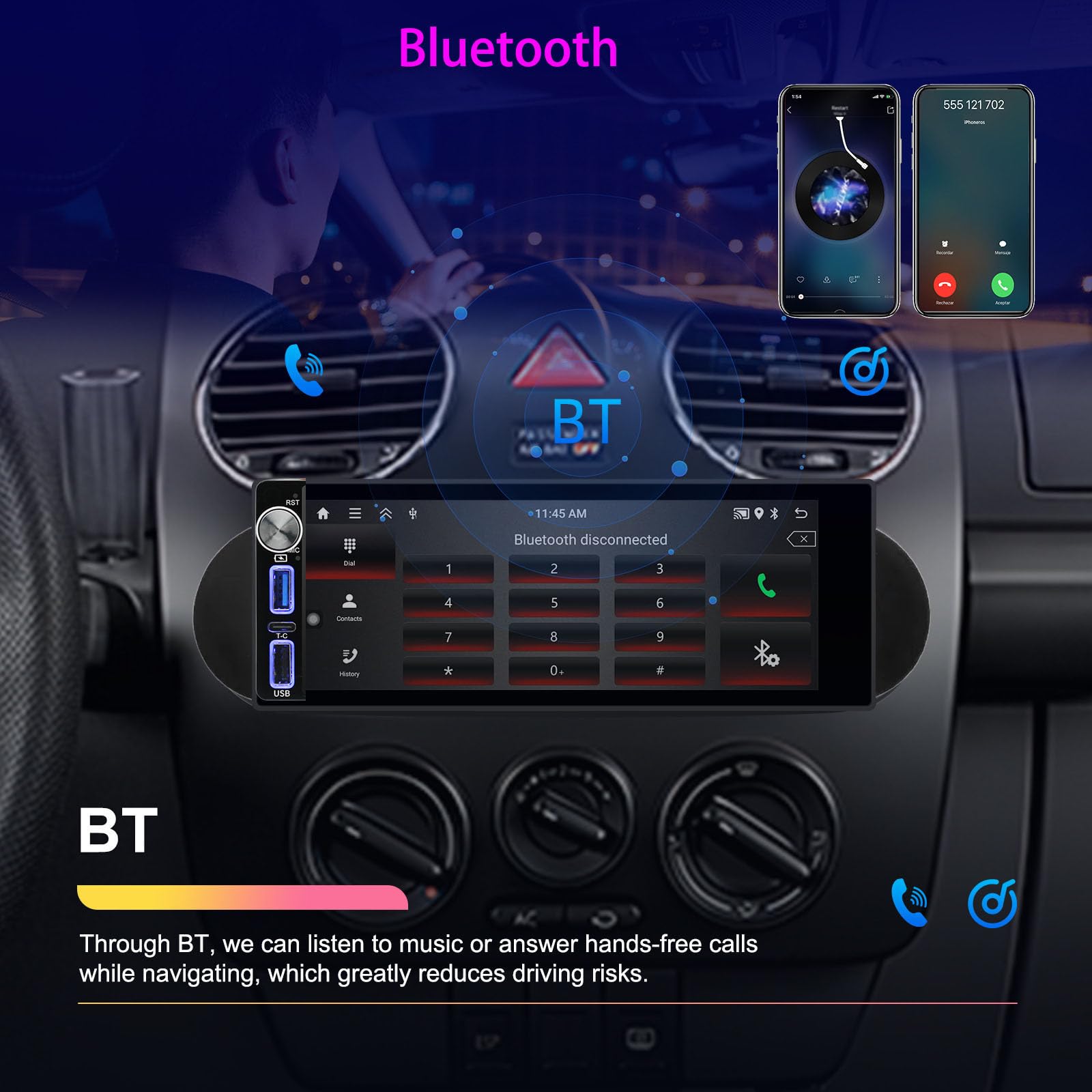 Android Autoradio mit GPS-Navigation,WiFi, Phone Mirrorlink, FM-RDS-Radio, Carplay,Stereo Audio Auto Radio Ersatz für Audi Q3 A1 8X 8U 2011-2018 / 8U1035670D 8XA035193A