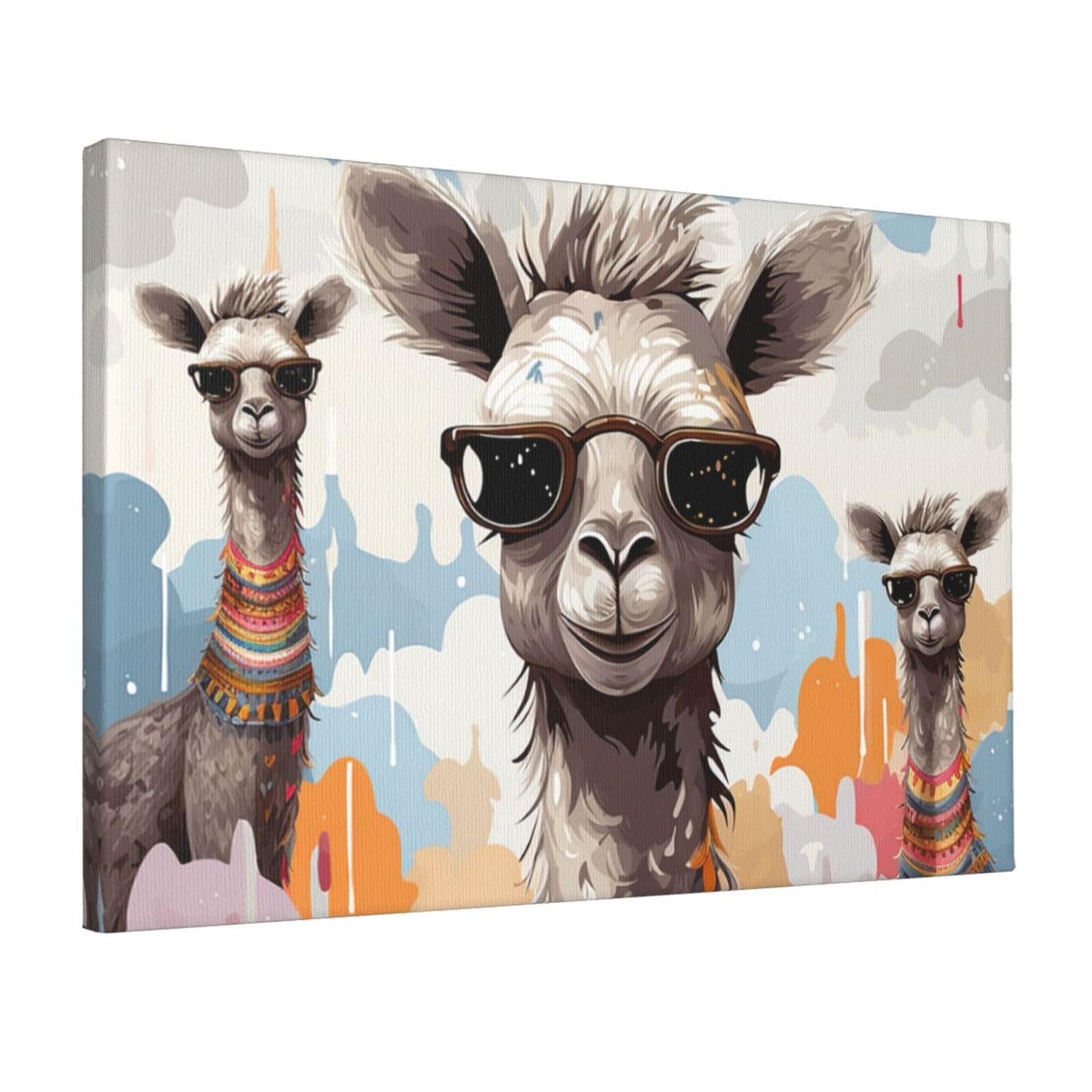 Canvas Wall Art for Living Room Wall Decor 12"x18" Modern Artwork Painting Pictures Hanging Canvas Prints Cute Giraffe Funny Aesthetic Wall Art for Bedroom Bathroom Office Wallart Decor