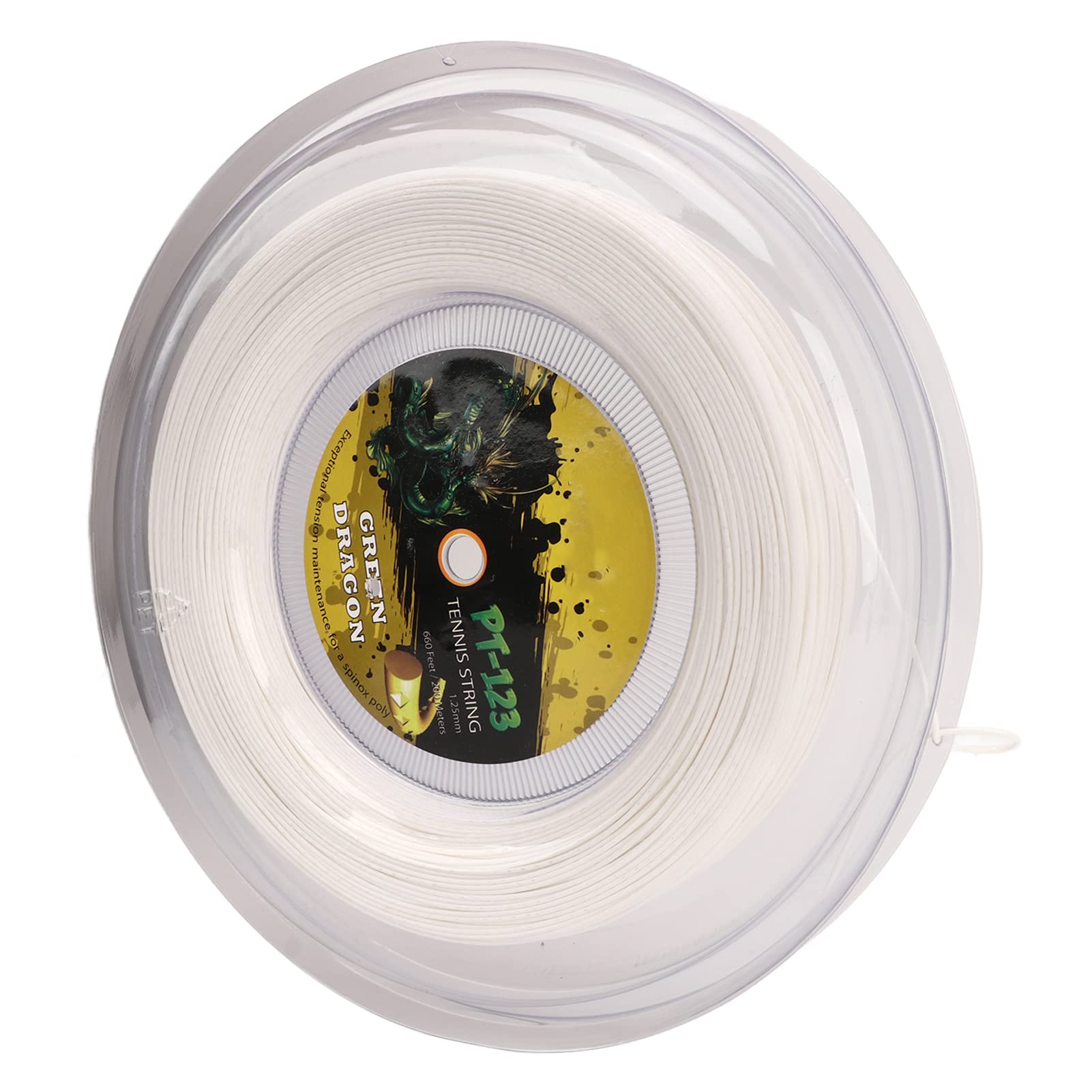 1.25mm Double Ribbed Polyester Tennis Racket St - & Comfortable for 200M Black (Black) (White)