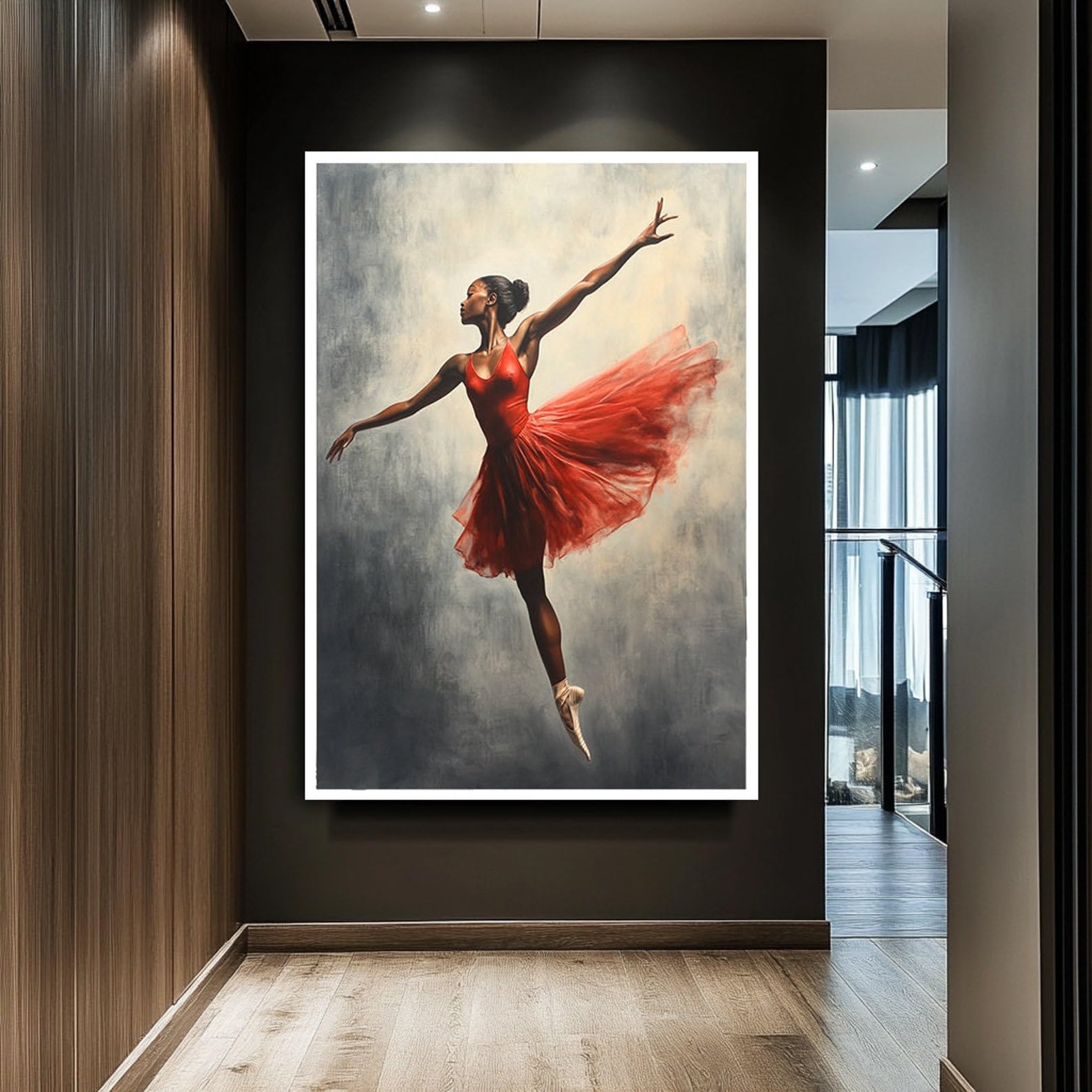 TONGYINLI Balerina Obraz Na Płótnie Czerwona Sukienka Plakaty Taniec I Druki Eleganckie Taniec Wall Art Do Modern Home Decor (70x100cm/Bez Ramy)