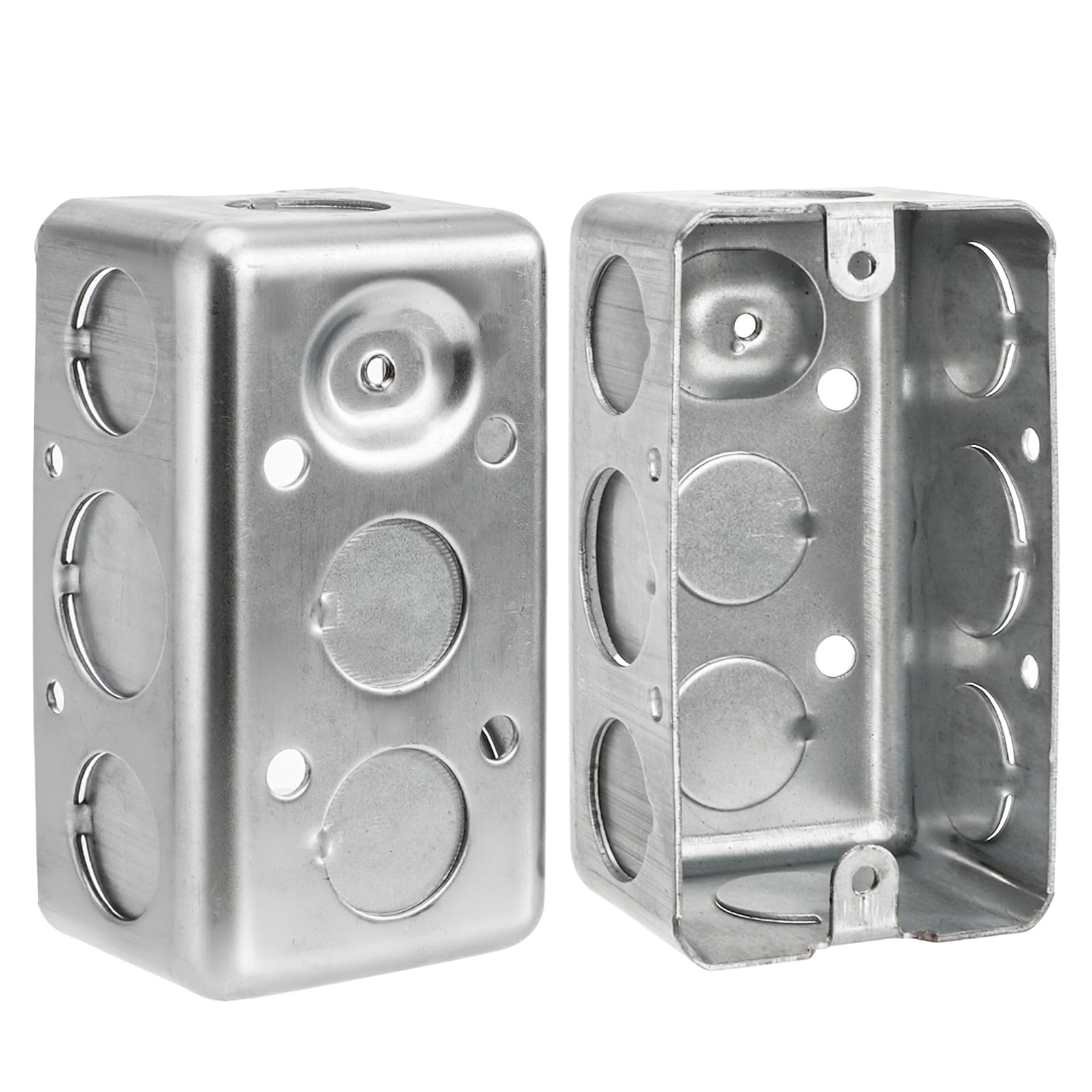 Fasmov 20 Pack Metal Electrical Box, 4" x 2" Utility Electrical Box, 1-7/8" Depth Handy Box, Raised Ground,13 Cu. in. Capacity Square Electrical Junction Box, Galvanized Steel — Amazon image 3
