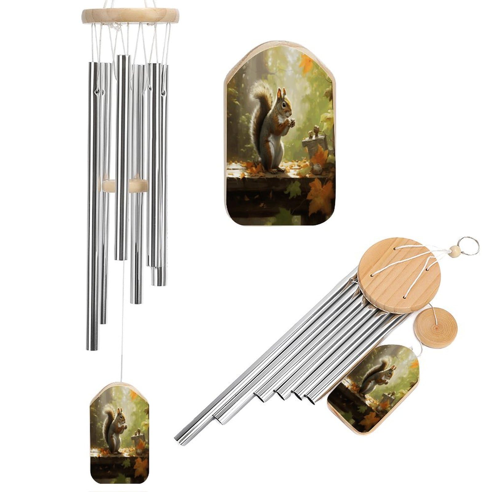 Adfgyerh Style Squirrel Eats Nuts Wind Chimes For Outside, Memorial Windchimes Deep Tone Soothing Melodic Tones, Sympathy Wind Chimes For Patio Home Or Garden Decor