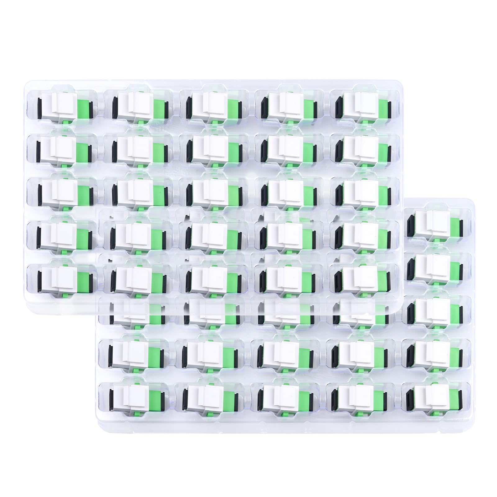 Lot de 50 coupleurs de fibre optique SC/APC Keystone Jack modulaire pour panneaux de brassage et plaques murales, adaptateur de câble à fibre optique SC monomode