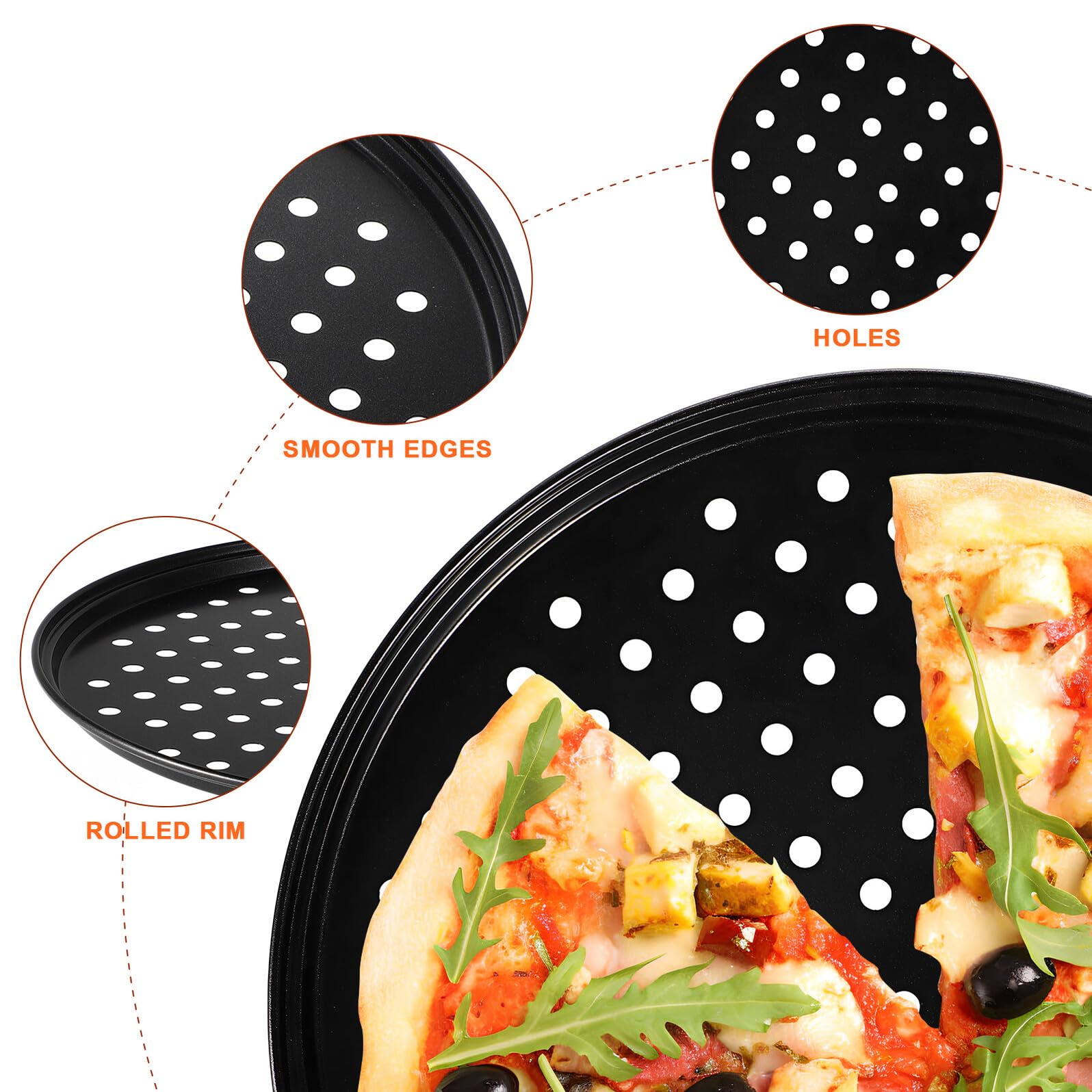 2 Pezzi Teglia Pizza Carbonio Teglie Rotonde Antiaderenti Forno Facile da Pulire per Pizza e Dolci Resistenti e Versatili per Cucina