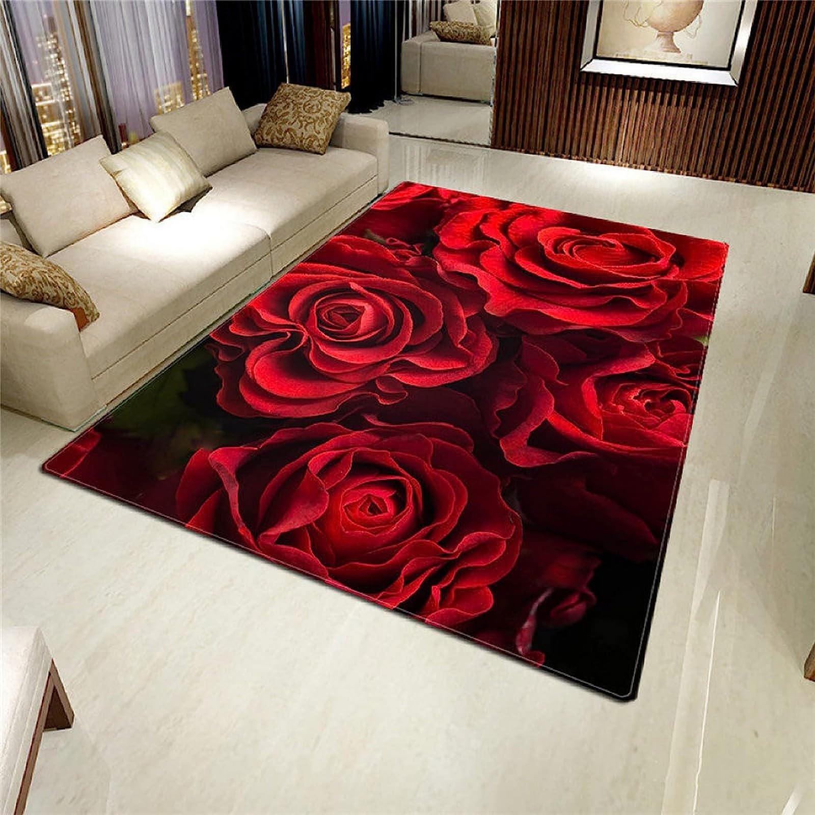 Tapis de salon 140 X 200 cm en polyester imprimé 3D tournesol