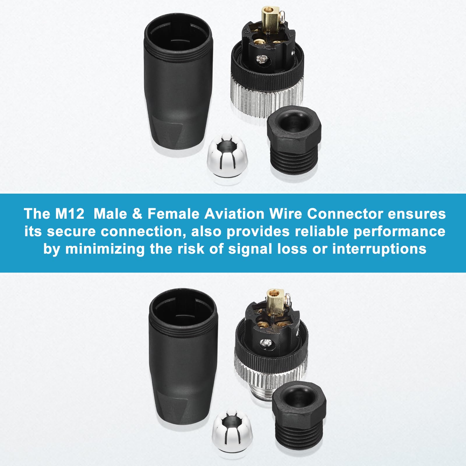 QUARKZMAN Conector Circular M12 Hembra 8 Pines, 4 Pcs Conector Circular Impermeable IP67 Para Redes Instrumentos Computadora