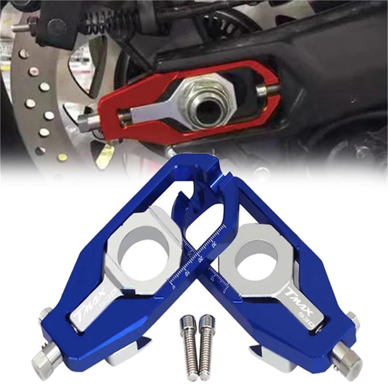 Tmax530 tendeurs de chaîne CNC bloc d'essieu arrière de moto pour TMAX 530 DX SX Tech Max