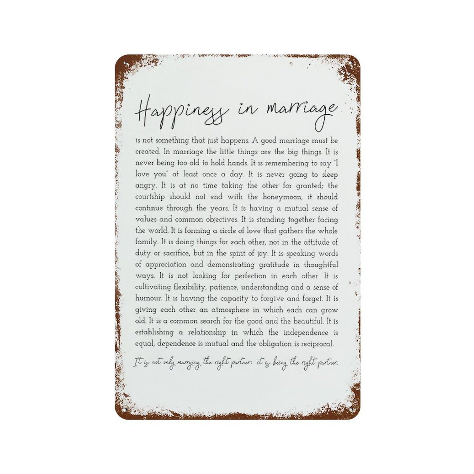 xiaoxiaoshen Happiness In Marriage Wall Decor Art Metal Tin Poster Modern Home Decor Art Home Bar Shop Decorations Vintage Sign 30x20cm