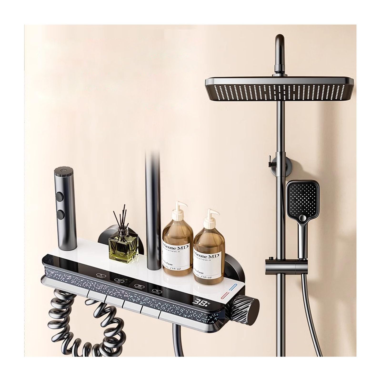 Ensemble de robinet de douche gris avec bec baignoire