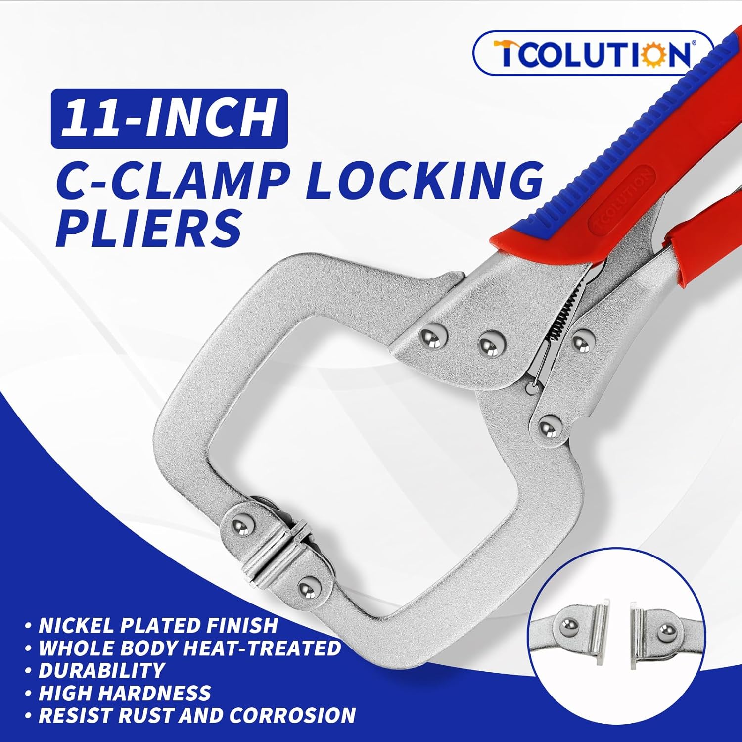Locking Pliers Set 3-Pack, Welding & Metalworking Kit with 11" C-Clamp, 10" Duckbill & U-Shape Jaws for Sheet Metal Bending, Auto Repair, Fabrication