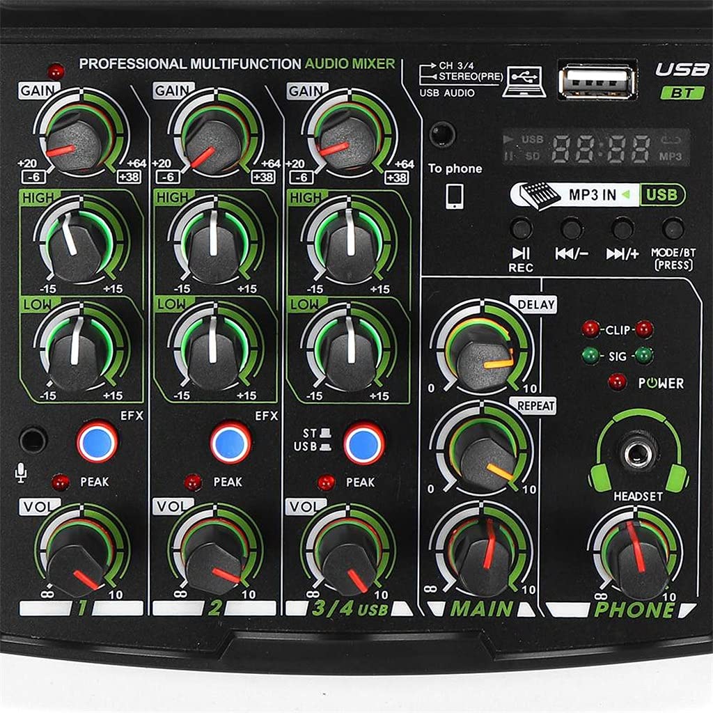 Audio Mixer Registrazione Scheda Audio Telefono Trasmissione in diretta Dj Ktv 4 Canali Usb/pc per Microfono a Condensatore