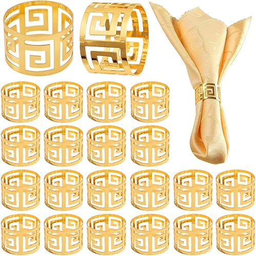 JUMAIPRO Paquete de 20 servilleteros dorados, juego de servilleteros de metal huecos, servilleteros dorados, decoraciones de mesa, hebillas de disponible en Yaxa Venezuela