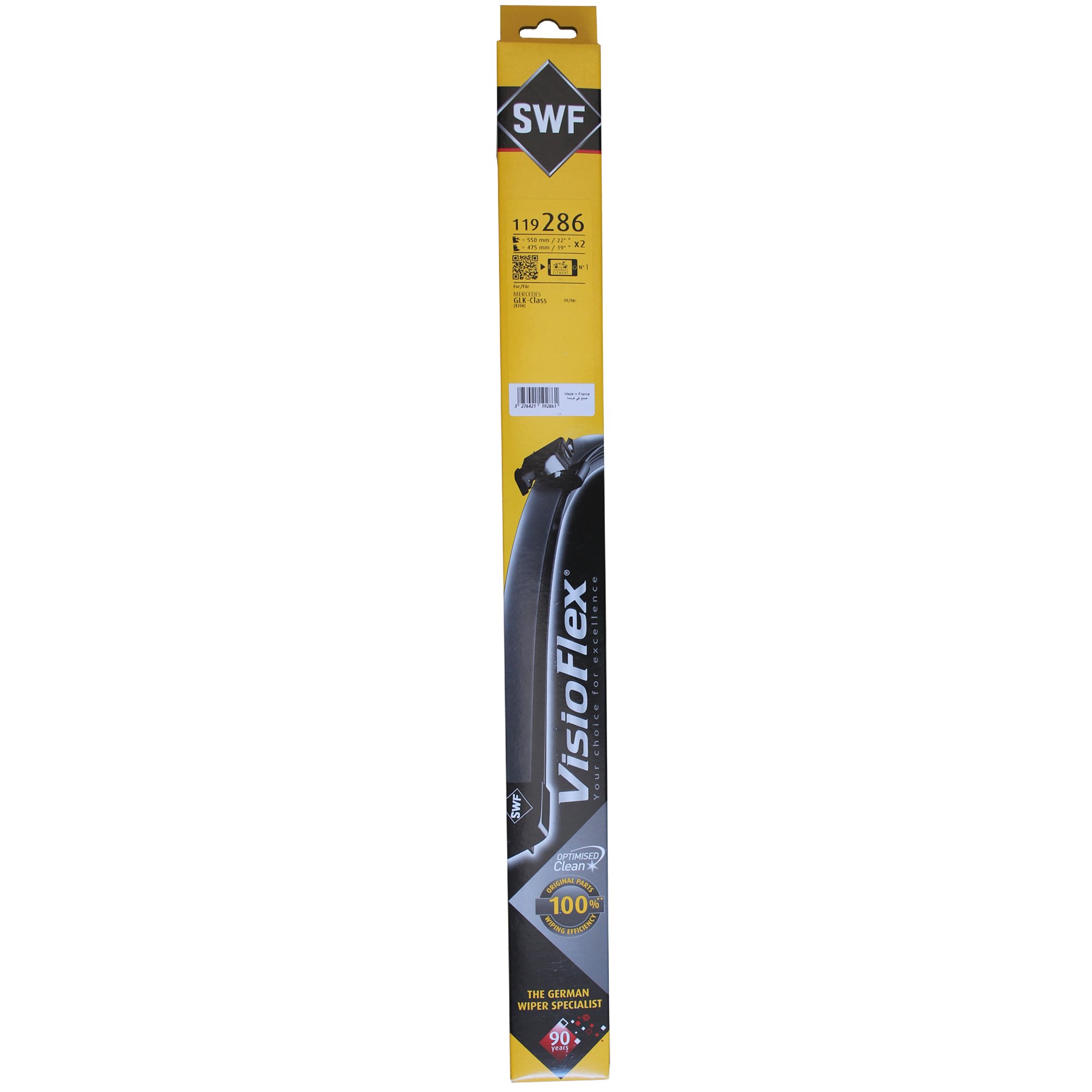SWF 119286 Visioflex – Spazzola Tergi Flat Blade Con Spoiler, Kit Anteriore 550mm E 475mm (22/19 Pollici)