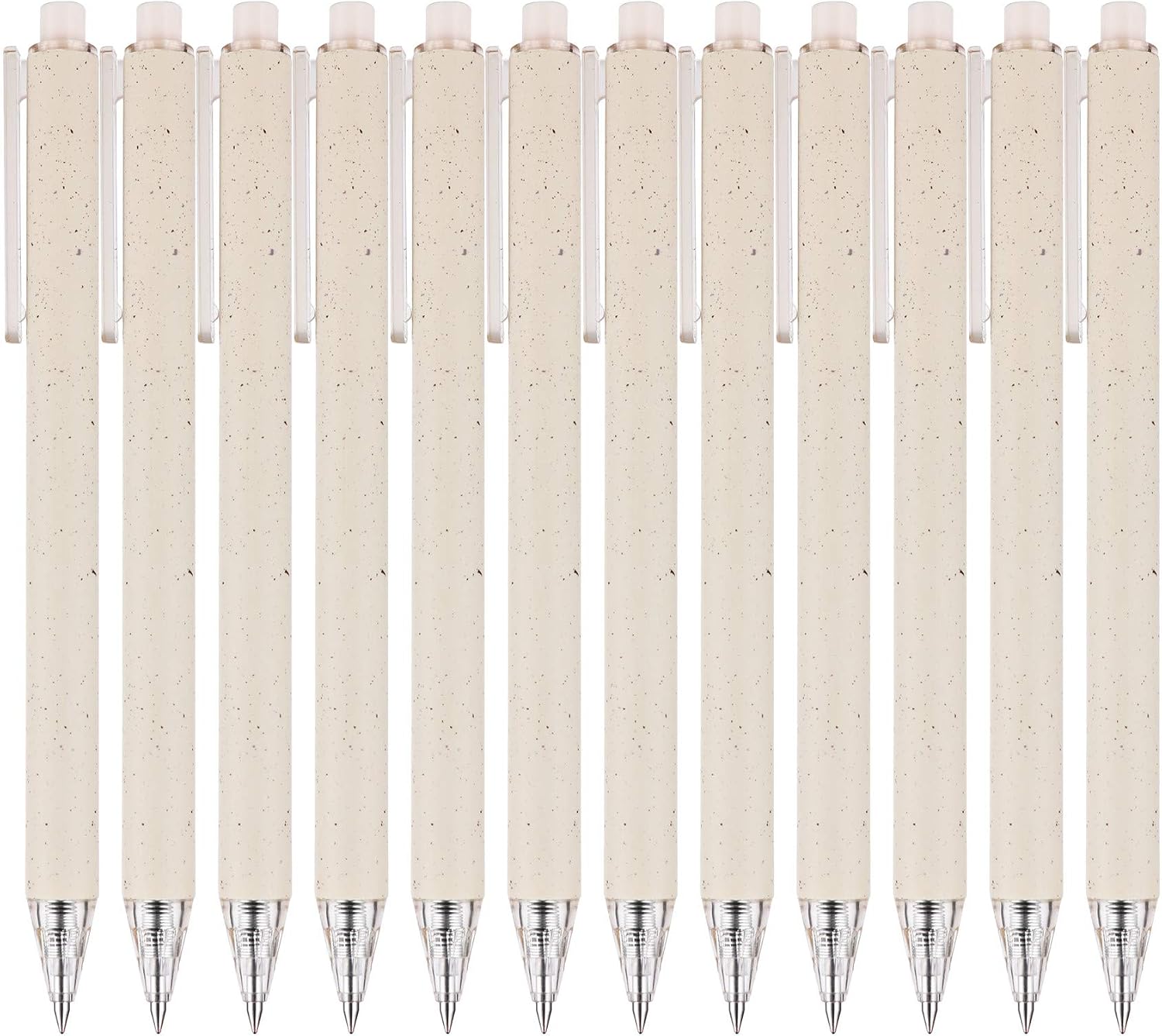 Gel Pens for Note Taking 12PCS RIANCY Black Ink Fine Point Pen Black Gel Pens Quick Dry Ink 0.5mm Smooth Writing Pen for Home Office Art Back to School Supplies (Cream)