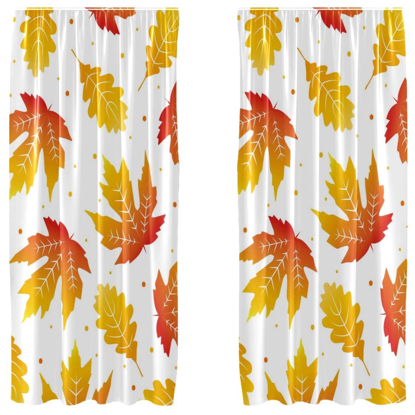 Rideaux occultant vis-à-vis légers motif feuilles d'automne jaune pour fenêtres salon