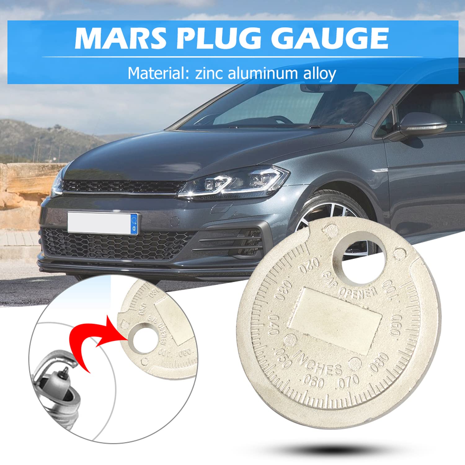 Strumento Gap Plug Gap, Gapper Gauge Wire Plug Gap, Candela Gap Gauge Strumento di misurazione Filo Candela Gap Gauge Strumento Scala da 0,020 a 0,100 pollici..