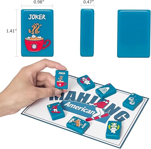 Miniatura 3 de American Mahjong - Juego de azulejos con bolsa de transporte y accesorios, 160 azulejos de Mahjong grabados en acrílico