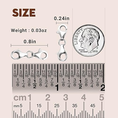 Miniatura 2 de Broche de langosta de plata de ley 925 con diseño de doble extremo, cierres y cierres, extensor de cadena, conector de doble garra, cierre de