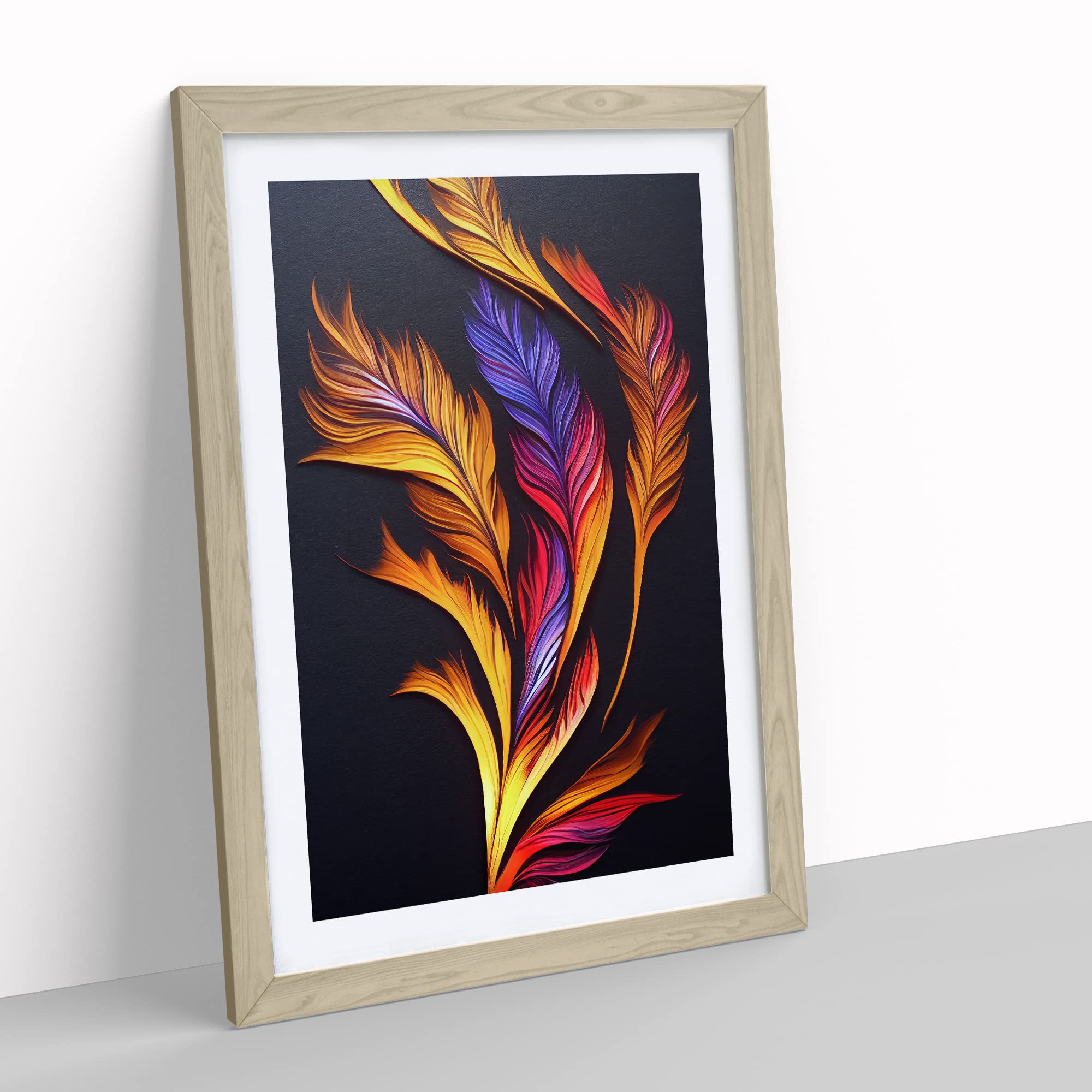 Flaming Feathers Framed Print, Oak, A3 (34 x 46 cm) - Image 2