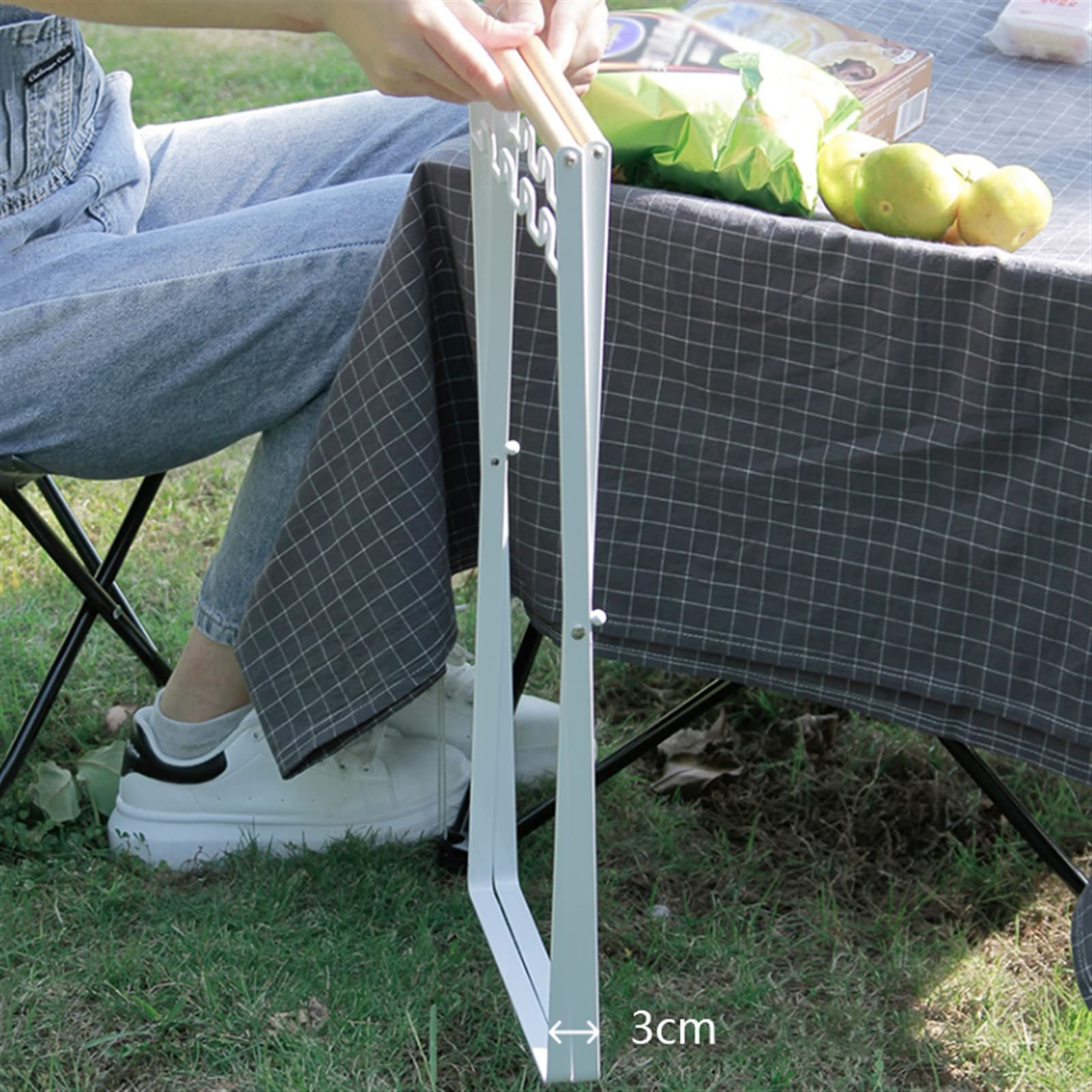 Papelera al aire libre Cubo de basura for clasificación al aire libre, estante de almacenamiento plegable for Picnic y acampada, soporte for bolsa de basura creativo portátil for el hogar, Blanco/negr