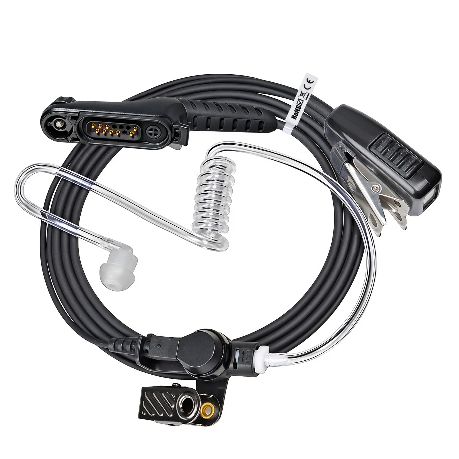 TWAYRDIO Auricolare di sorveglianza con microfono per Motorola MOTOTRBO R7 ION MXP600 APX N70 radio bidirezionali, auricolare walkie talkie con tubo acustico nascosto con microfono per polizia di