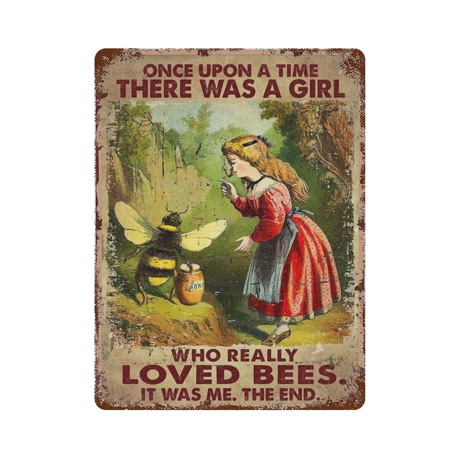 AOOEDM Bee Honey Vintage Metal Sign for Home Shop Coffee Garage Man Cave Signs Wall Plaque Kitchen Bar Sign Wall Decor Poster