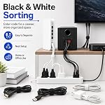 70pcs Computer Cable Ties, Wire Ties, Cord Ties Reusable for Electronics, Hook & Loop Microfiber Cable Ties Extension for Storage, Black & White, 4, 6, 8 inch