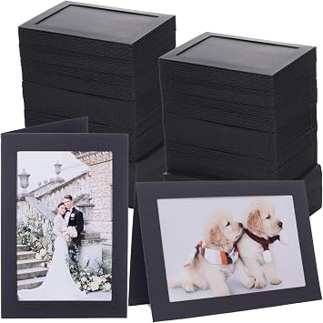 200 Count Photo Frame Cards with Envelopes 4x6 Paper Picture Frame Notecards Photo Card Holder for Graduation Fathers Day Teacher Appreciation Back to School Wedding Birthday Classroom DIY - Black