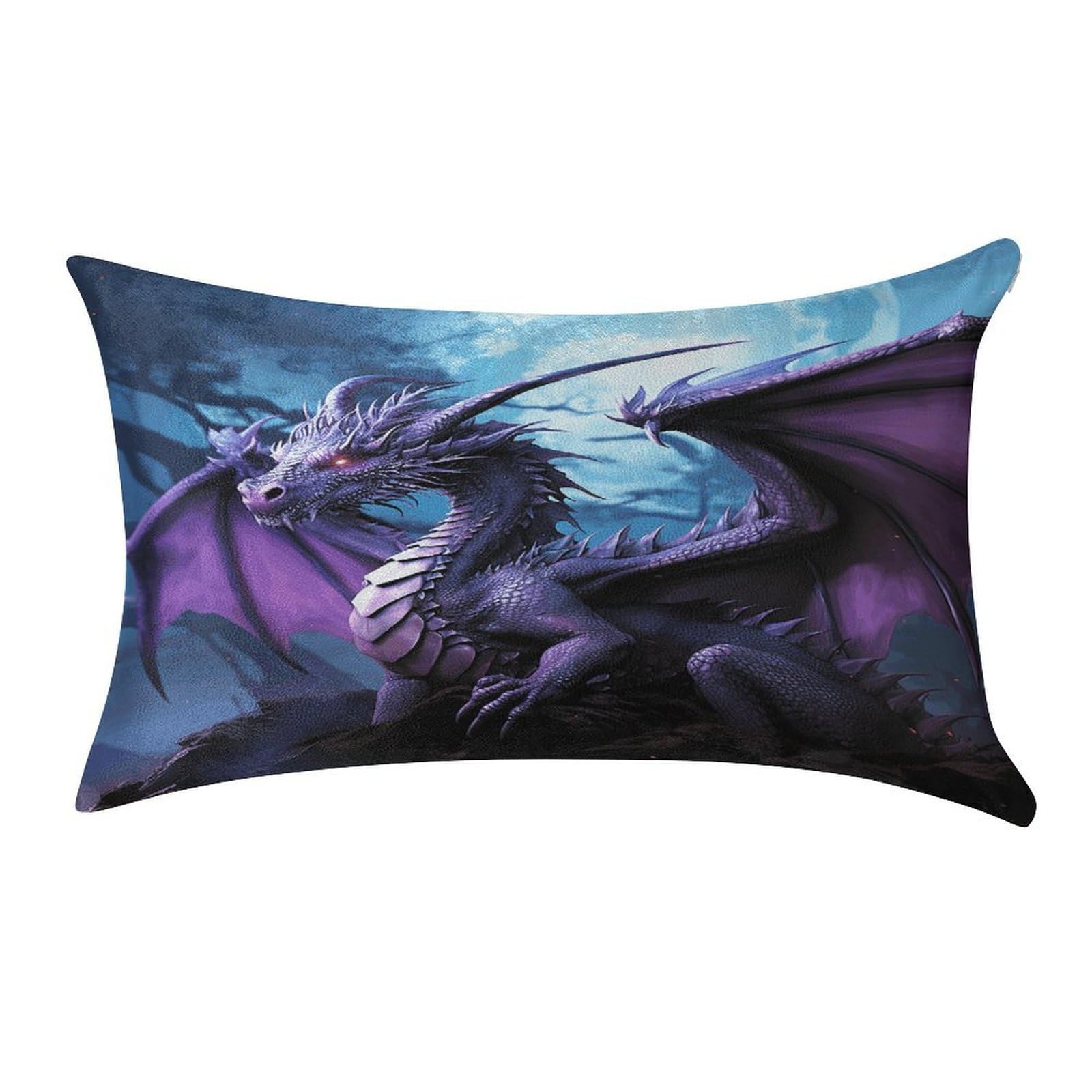 VstaDank Purple Dragon Purple Moon Throw Pillow Cover 12"×20" Ultra Soft Pillowcase Cozy Lumbar Pillow Shell Gold Velvet Exquisite Decorative Cushion Sham Protector for Couch Sofa Bedroom