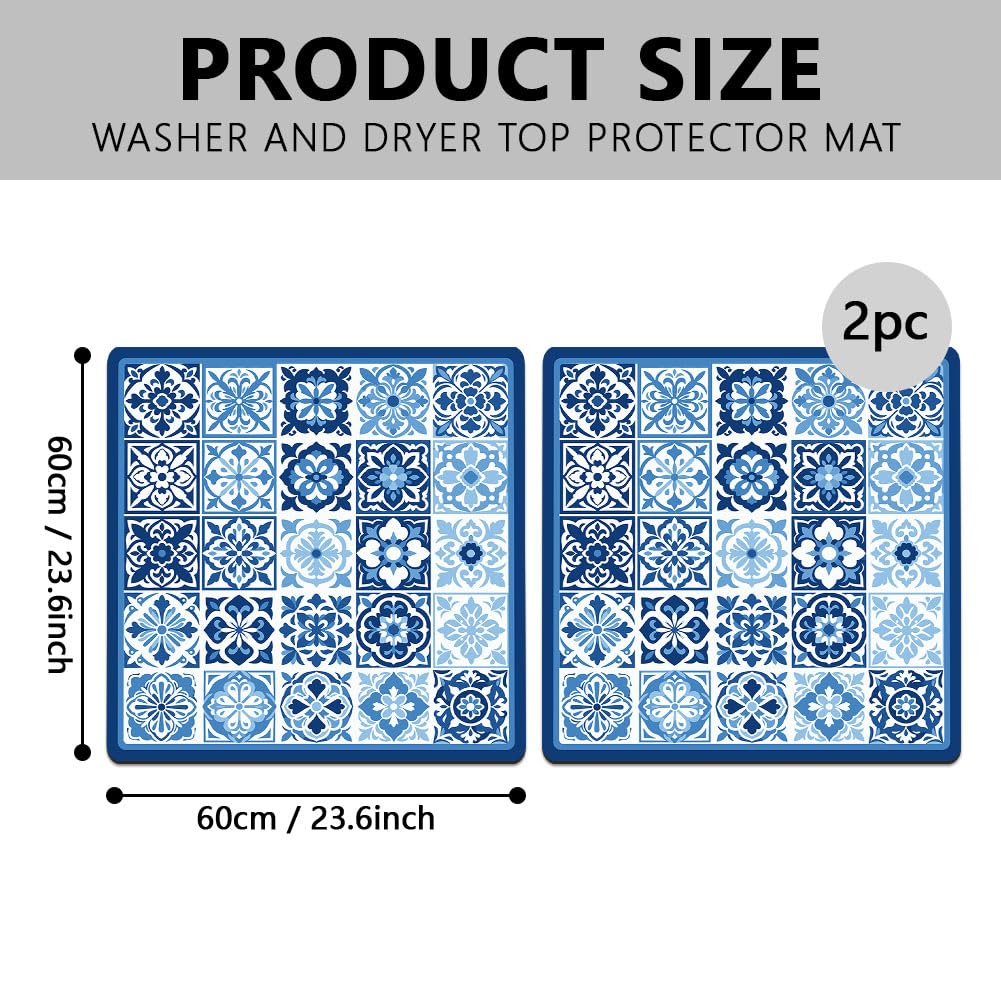 2 piezas azulejos mexicanos lavadora secadora cubierta para la parte superior de la secadora protección de superficies estera antideslizante lavadora protector de polvo para el hogar