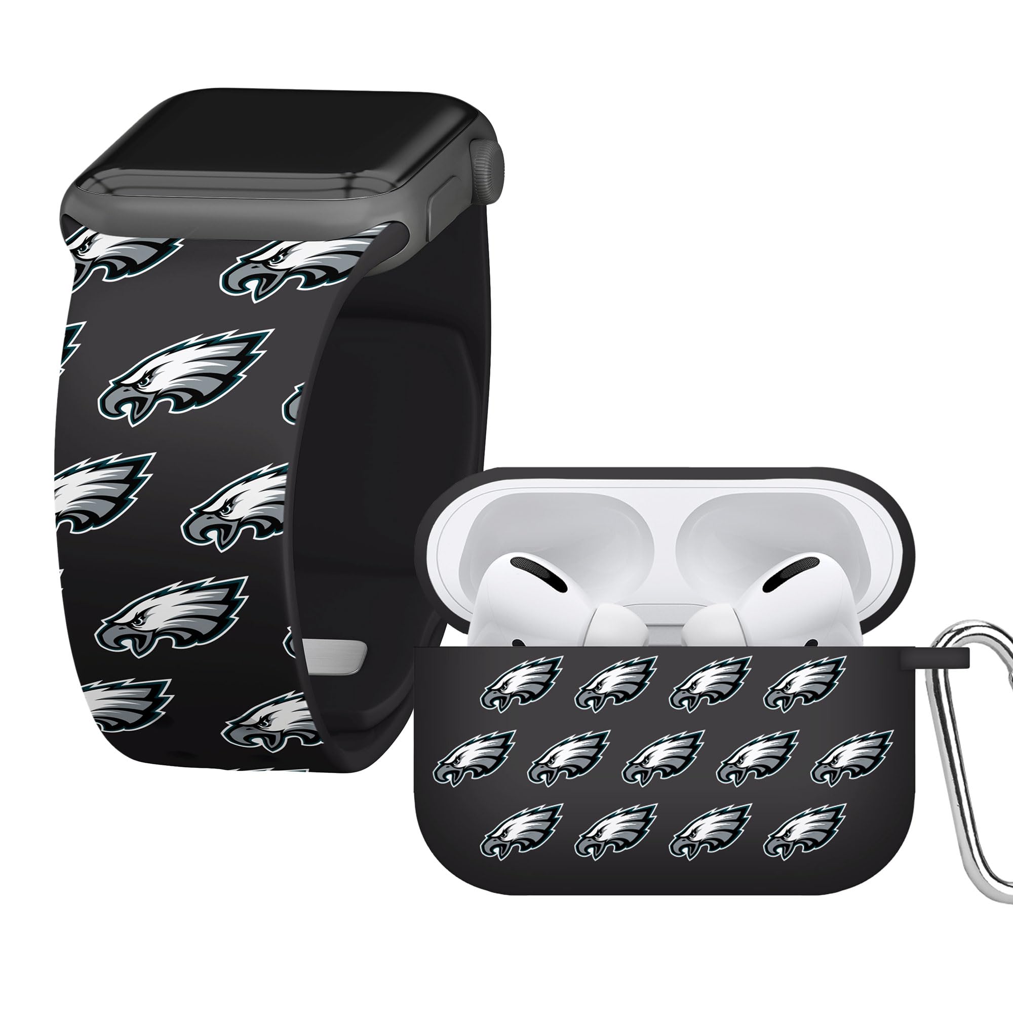 Game Time Philadelphia Eagles HD Combo Package Compatible with Apple Watch and AirPods Pro (Repeating 38/40/41mm Long)