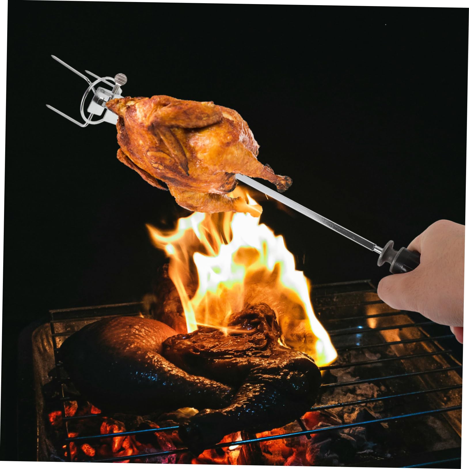 Abaodam 2 Set forchetta da barbecue bastoncini da barbecue griglia per barbecue torrefazione grigliare Forks accessori per arrostire forno forchetta da carne Acciaio inossidabile Silver