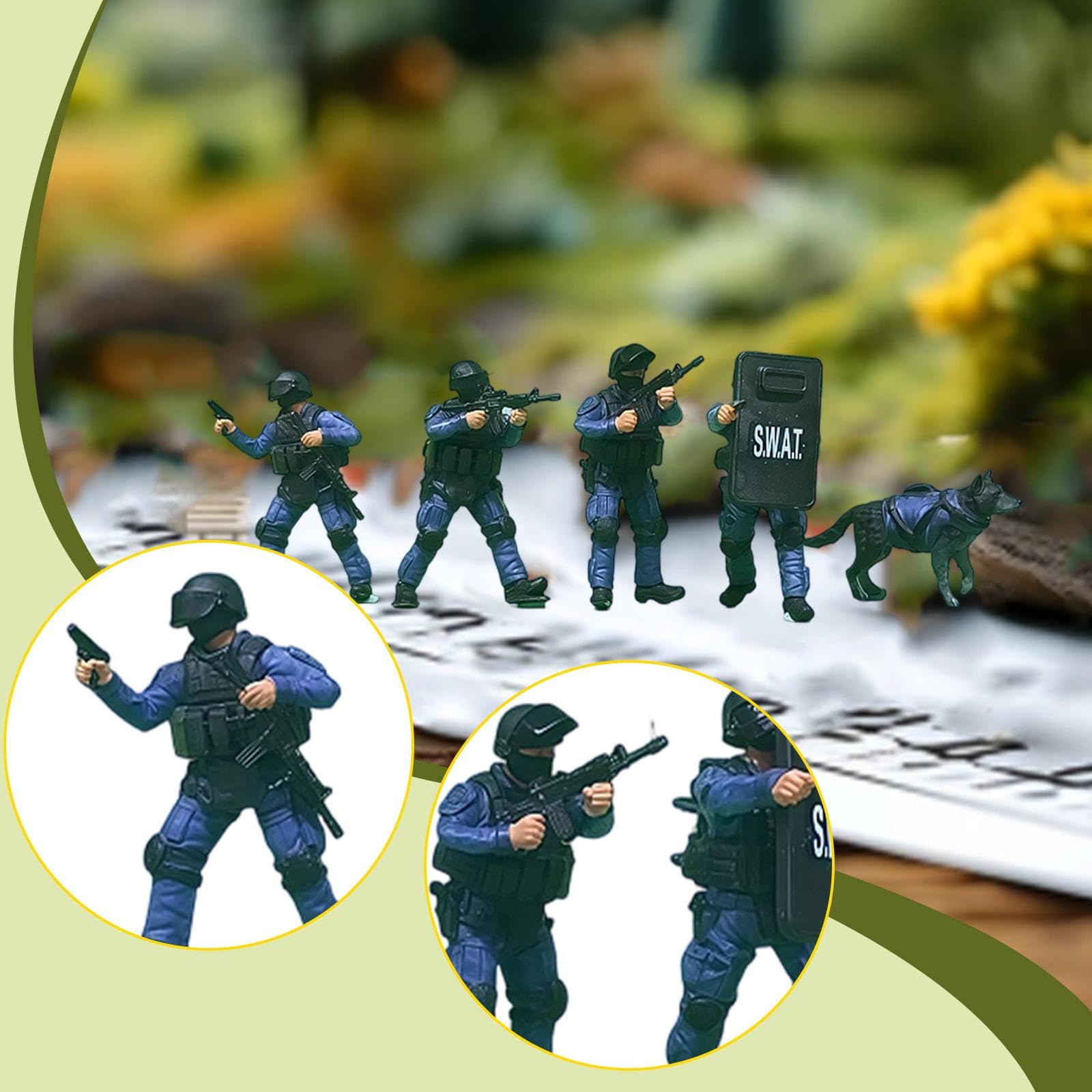 Soldatini Swat 1/64 Per Scenografie Diorami,Con Cane
