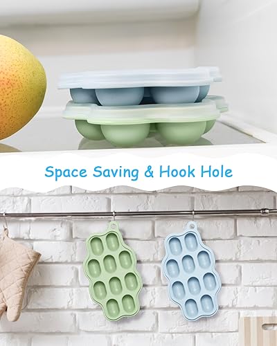 Miniatura 6 de Moldes para paletas de leche materna para bebés (paquete de 2), bandeja de silicona para congelador, bandeja para alimentador de alimentos de frutas