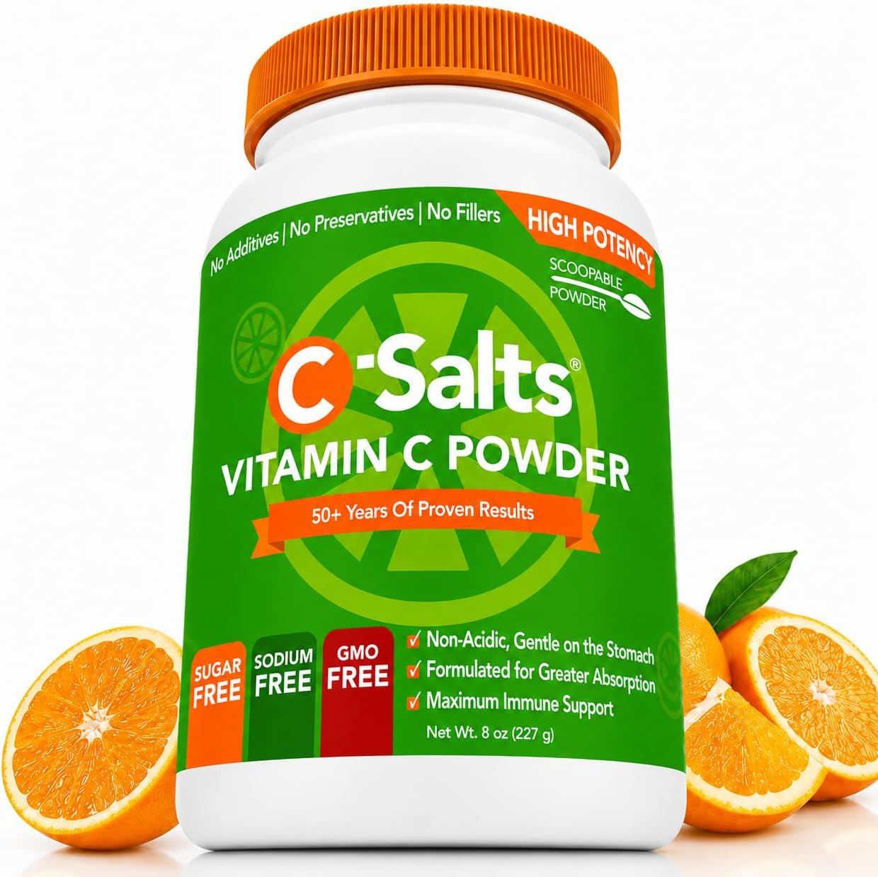 C-Salts Buffered Vitamin C Powder - Pure Organic, Stomach Friendly Ascorbic Acid VIT C Drink for Daily Immune Support & Collagen Production - Vegan Non GMO Sugar Free - 272 Servings Original, 26oz