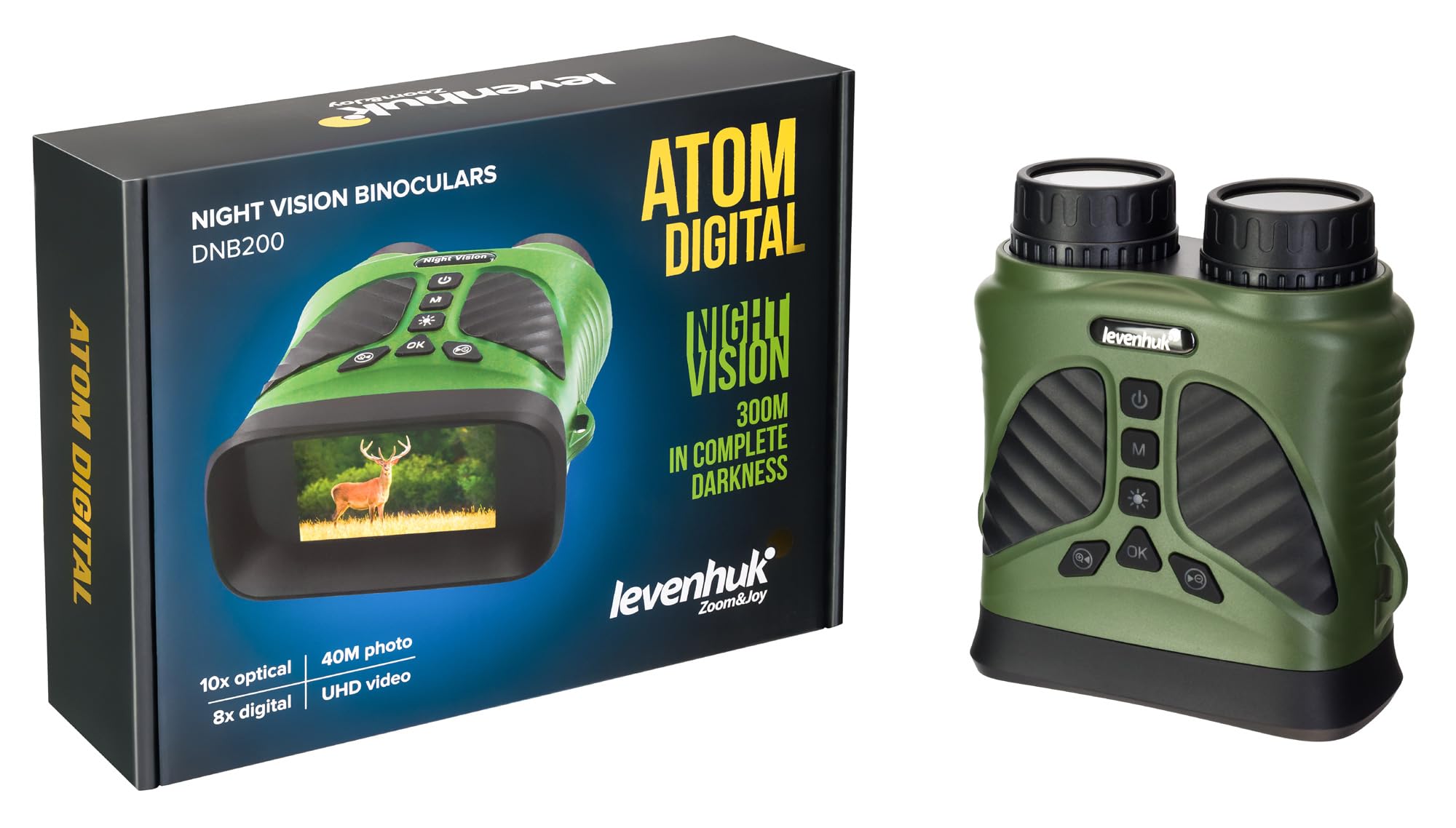 Levenhuk Atom Digital DNB200 Visore Notturno Binoculare Adatto Anche per Osservazioni Diurne, Compatto, Leggero, da Impugnare a Mano e con Videocamera