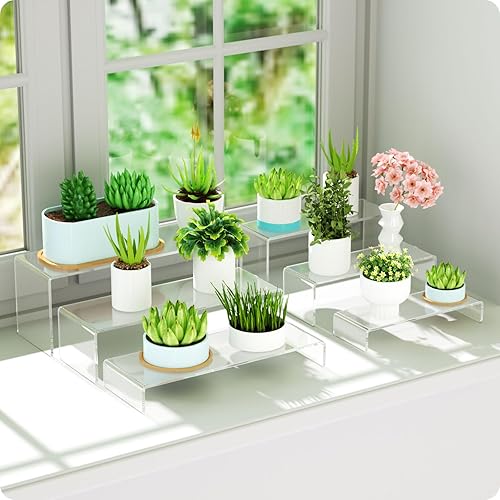 Miniatura 5 de NIUBEE Soporte de Exhibición de Acrílico, 3 Piezas 30 cm Grandes Soportes de Acrílico, Soportes Rectangulaes Transparentes para Caramelos, Postres,