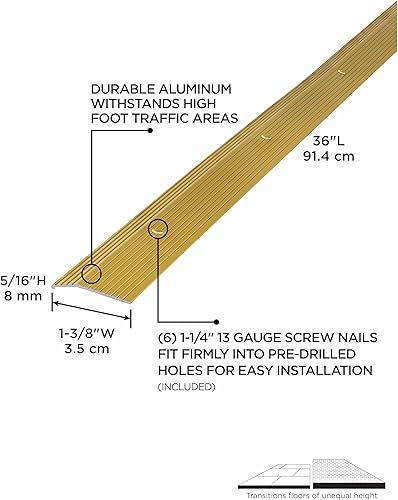 Miniatura 2 de M-D Building Products 79079 1-38 pulg. X 36 pulg. Acabado de aluminio satinado de aluminio con clavos de tornillo