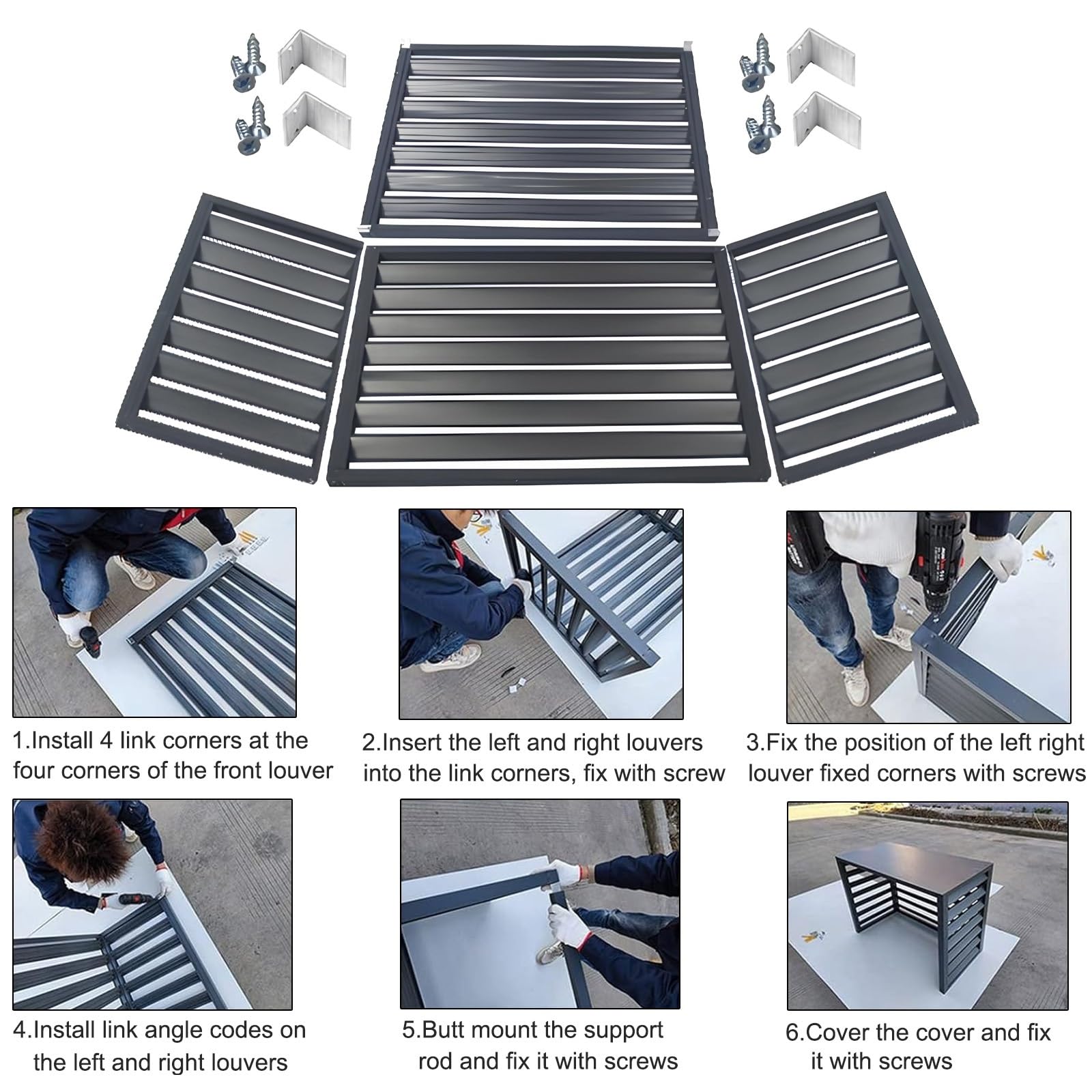 Copertura dell'unità di alluminio AC con la piattaforma, chiusura del condensatore all'aperto, recinzione protettiva per il giardino del patio, schermo decorativo per nascondire attrezzature, costruzi