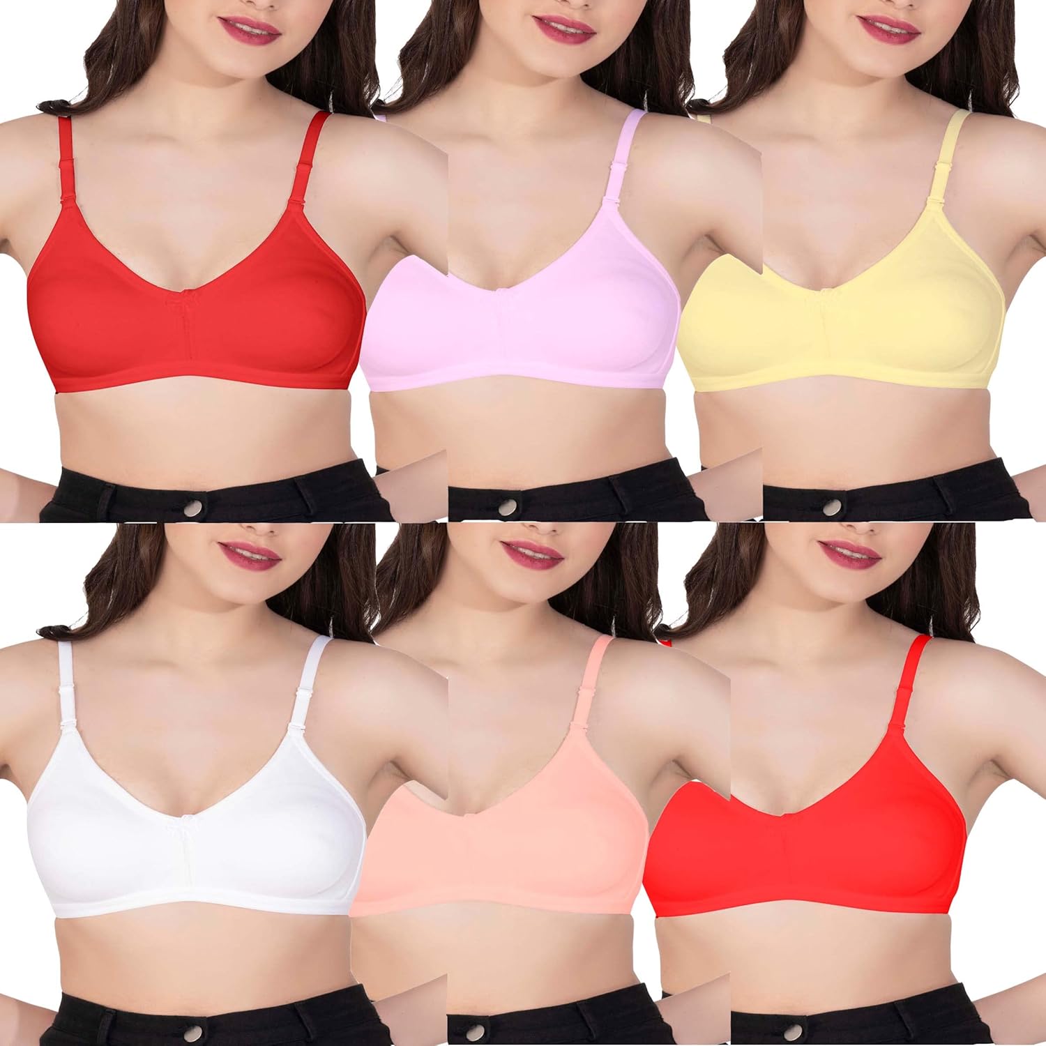 Eve’s Beauty Womens Non Padded Seamless Bra – Pack of 6 Eve’s Beauty Womens Non Padded Seamless Bra – Pack of 6