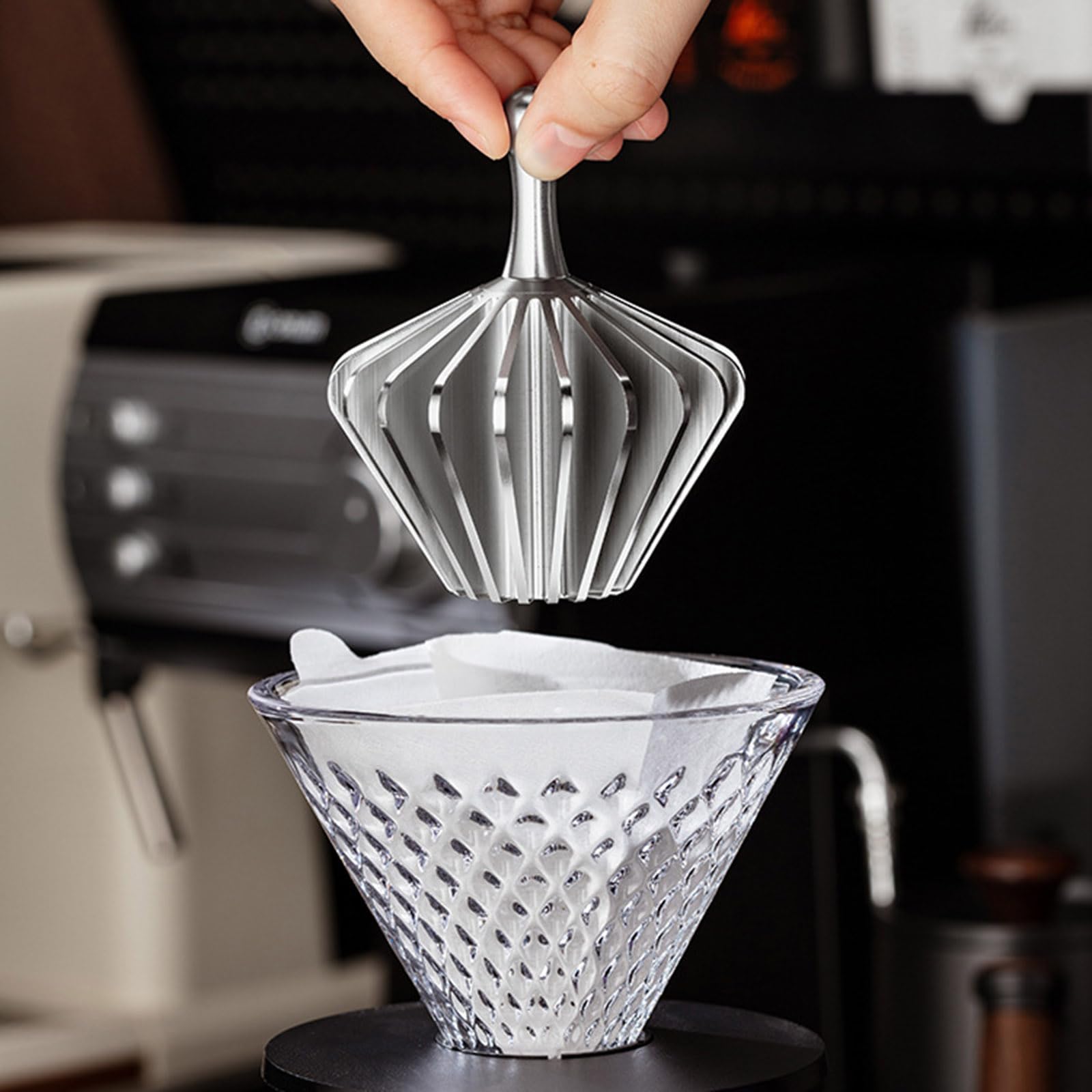 Praktischer Kaffeefilter-Stabilisator, einfach zu bedienen, starke Aluminiumlegierung, Filterpapierregler, modernes Kaffeezubehör, Küchenbrühausrüstung