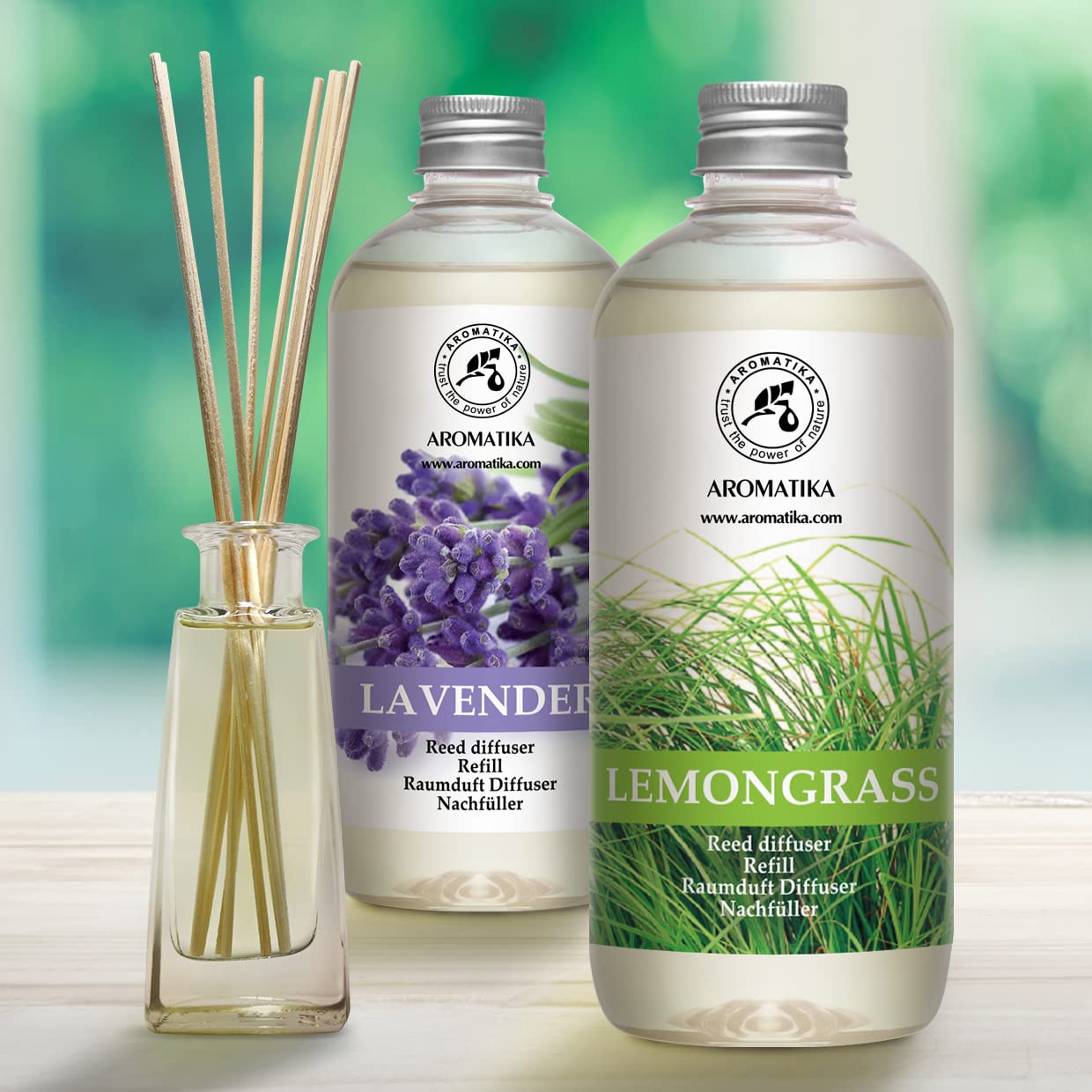 Recambio Difusor Lemongrass & Recambio Difusor Lavanda 2x500ml - Difusores de aceites esenciales - Difusores para el Hogar - Aromaterapia - Fragancias de Duraderas - Difusor de Varillas
