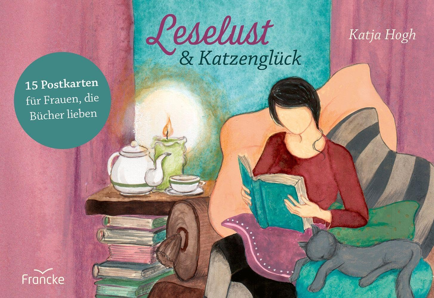 Leselust & Katzenglück: 15 Postkarten für Frauen, die Bücher lieben