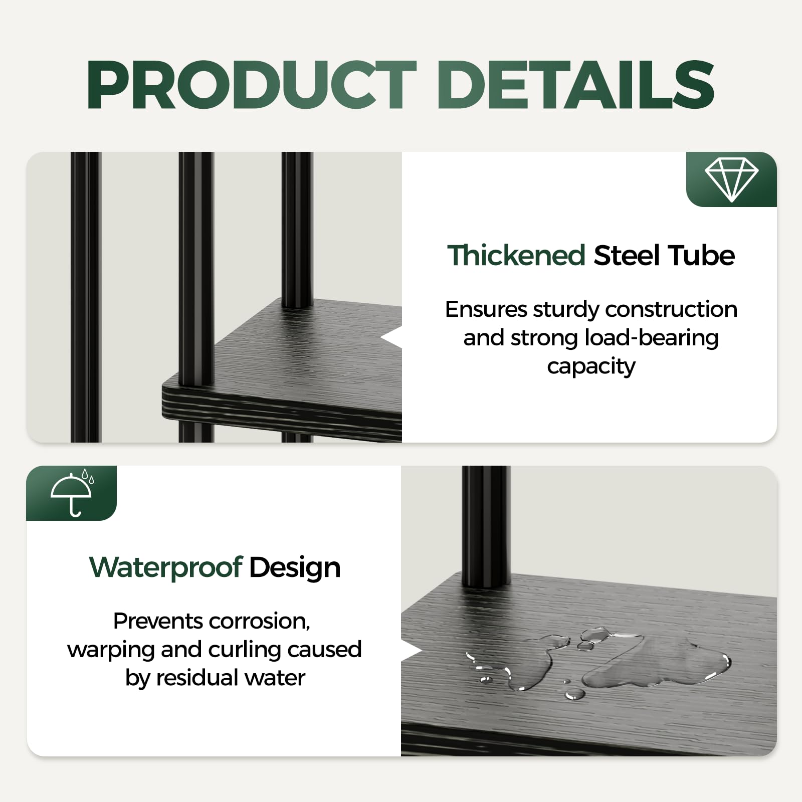 Bamworld Plantenstandaard met Groeilicht voor Kamerplanten Hoek 7 Niveaus Metalen Plantenrek Houten Bloemstandaard voor Huis Woonkamer Decoratie Terrasdecoratie