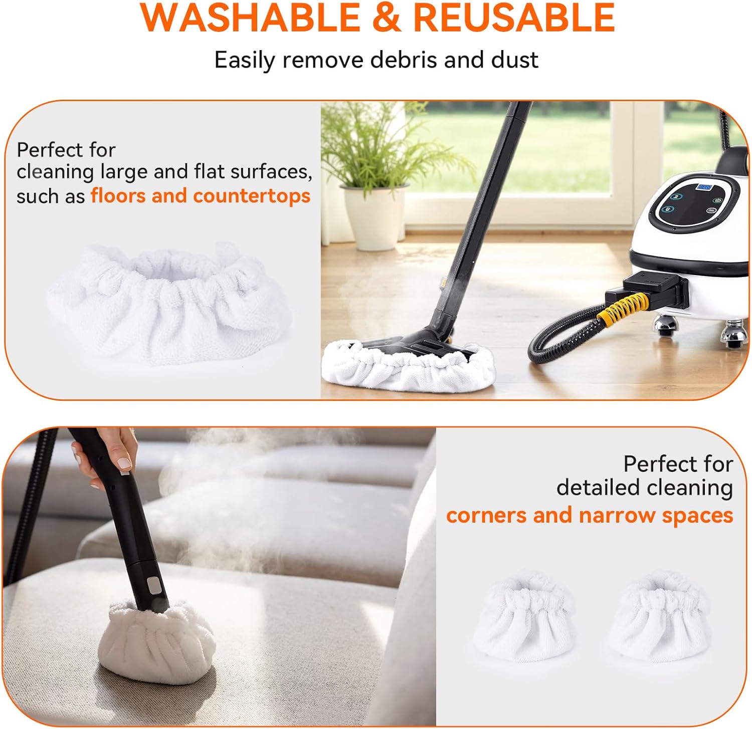 MTAA 24-Piece Steam Cleaning Pack Accessory Kit Compatible with Dupray Steam Cleaners, for Various Surfaces Cleaning